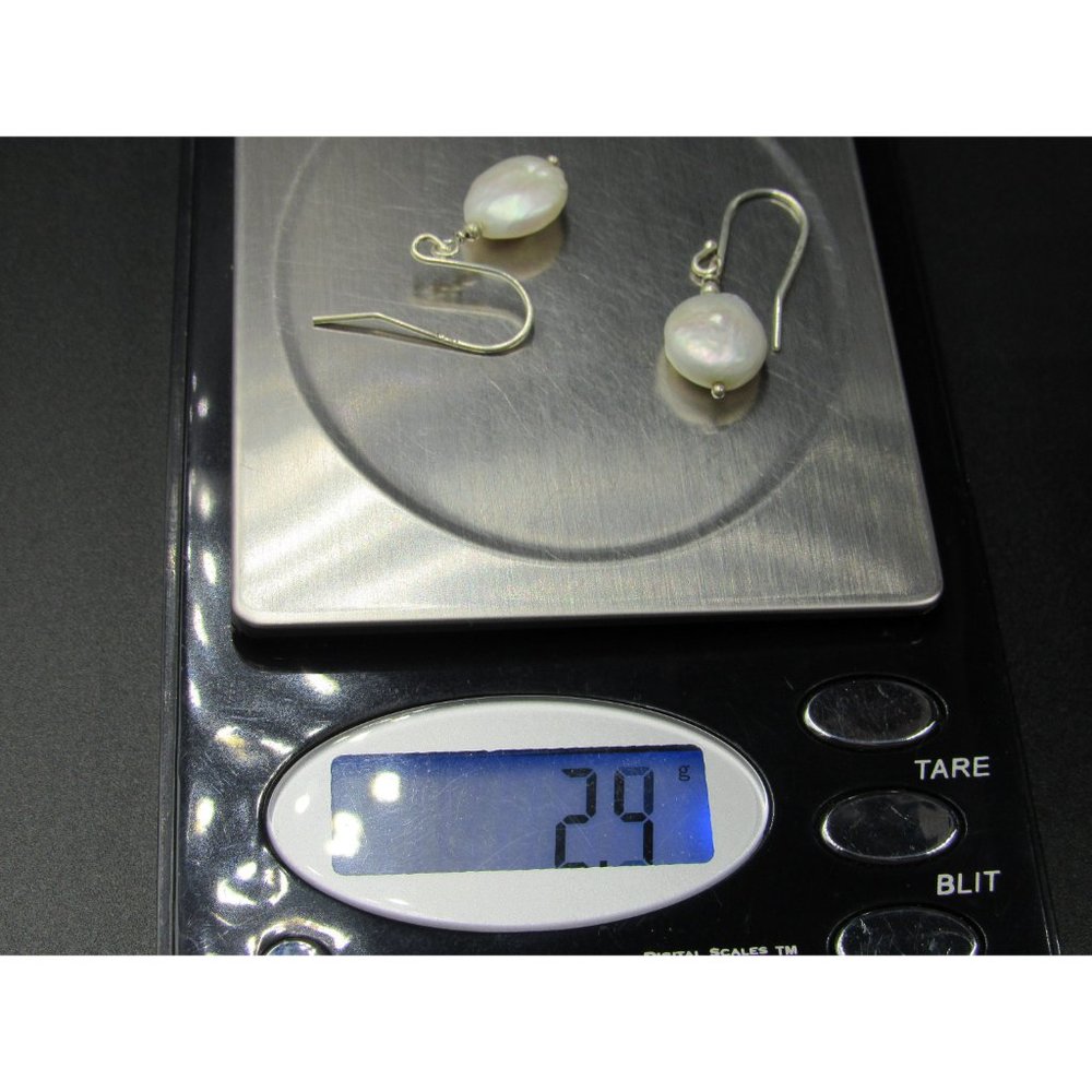 Sterling Silver Simple Circle White Shell Earring… - image 5